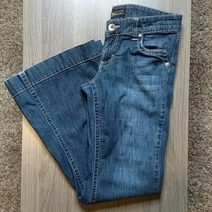 BU From Malibu Dark Wash Flare Leg Low Rise Jeans